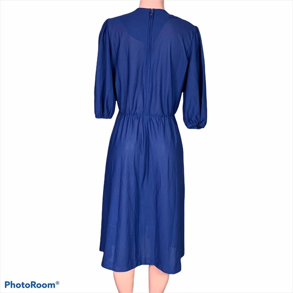 Sandi Dee dress vintage blue elastic waist size medium - Picture 2 of 6